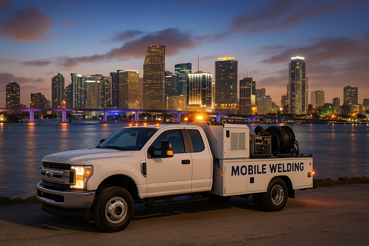 Mobile welding truck at a Miami job site